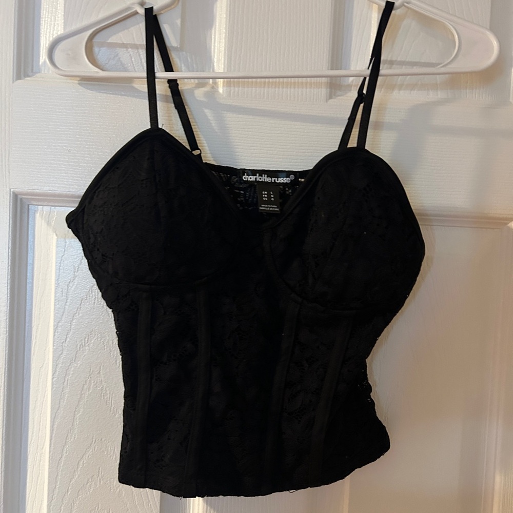 Charlotte Russe Black Lace Women Top Size Large